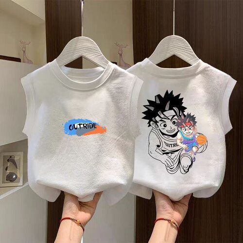 2026纯棉夏季童装男童时髦背心新款中小童时尚宽松双面印无袖上衣