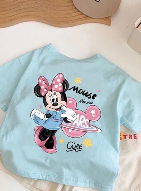 女孩纯棉儿童短袖T恤韩版卡通童装夏季新款女童宝宝宽松圆领上衣t