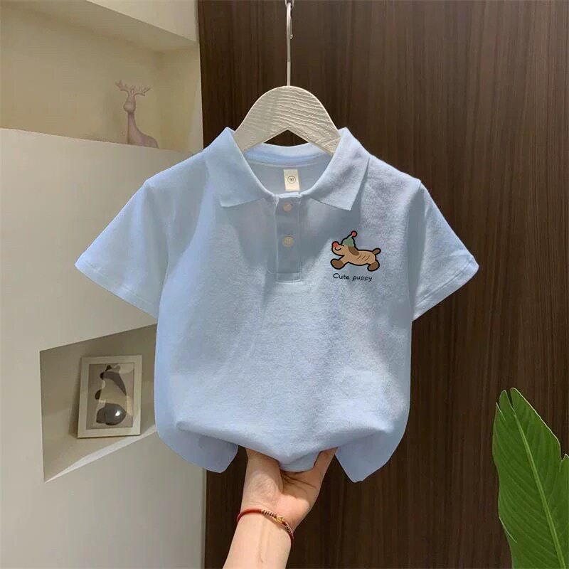 儿童POLO衫夏装2026新款男女童洋气宽松宝宝休闲百搭翻领体恤上衣