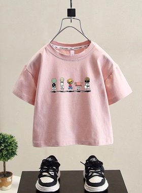 卡通海贼王字母印花纯棉短袖T恤男女童时尚韩版洋气百搭上衣服潮