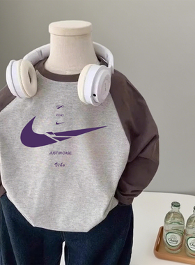 秋季儿童宝宝长袖撞色T恤初秋新款中小童装痞帅炸街上衣打底衫潮