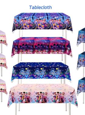 Kpop猎魔女团女孩生日派对装饰布置用品氛围感卡通一次性pe桌布