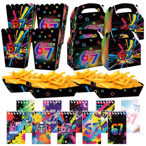 67主题sixseven派对聚会装饰品爆米花盒记事本糖果牛角盒薯条盒