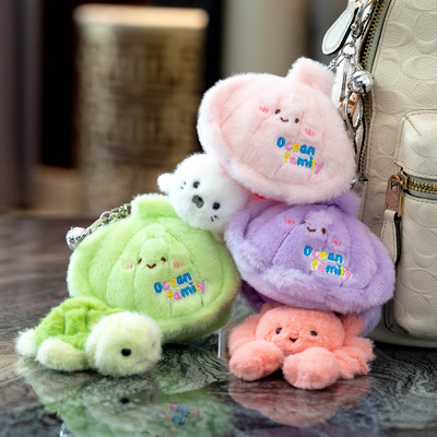 可爱藏在贝壳里的螃蟹钥匙扣挂件