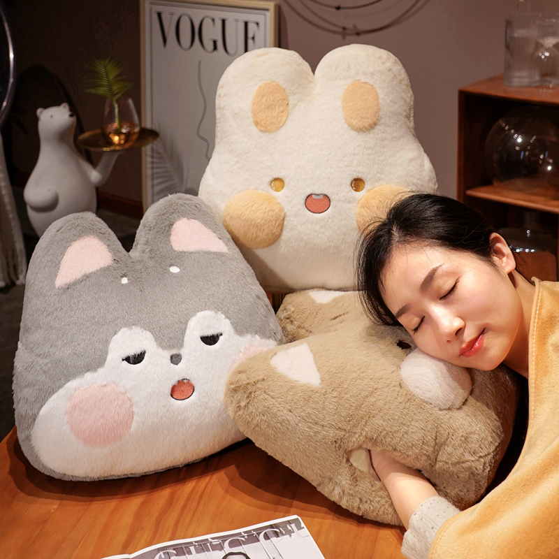 哈士奇暖手抱枕公仔插手毛绒玩具