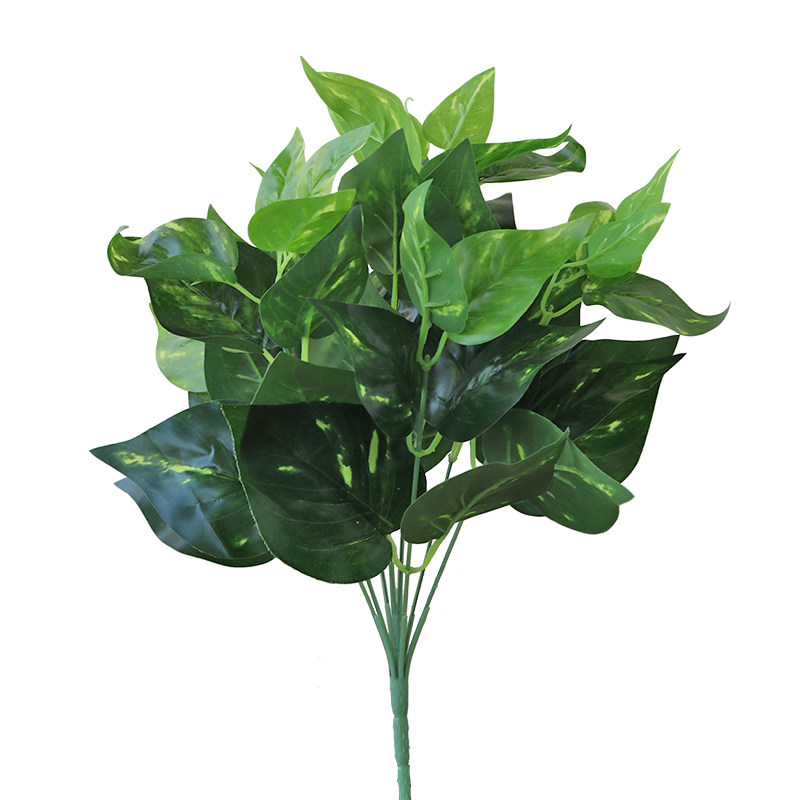 单支树叶绿萝插花假花仿真小花束塑料花把束绿色植物绿叶假草装饰