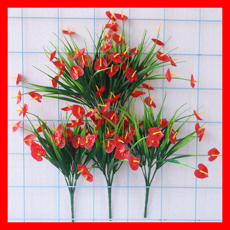 仿真绿植红掌假花客厅装饰绿色植物落地塑料假花摆设盆栽花瓶插花