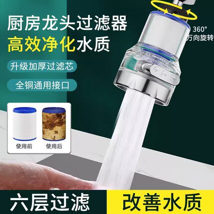 水龙头过滤器厨房宿舍通用防溅净化自来水嘴延伸器家用增压净水器