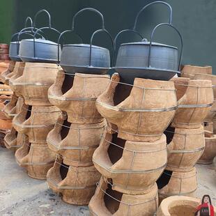 灶柴火炉炖鸡泥炉休闲手工农场炉子砂锅煨鸡汤泥土商用小土土灶无