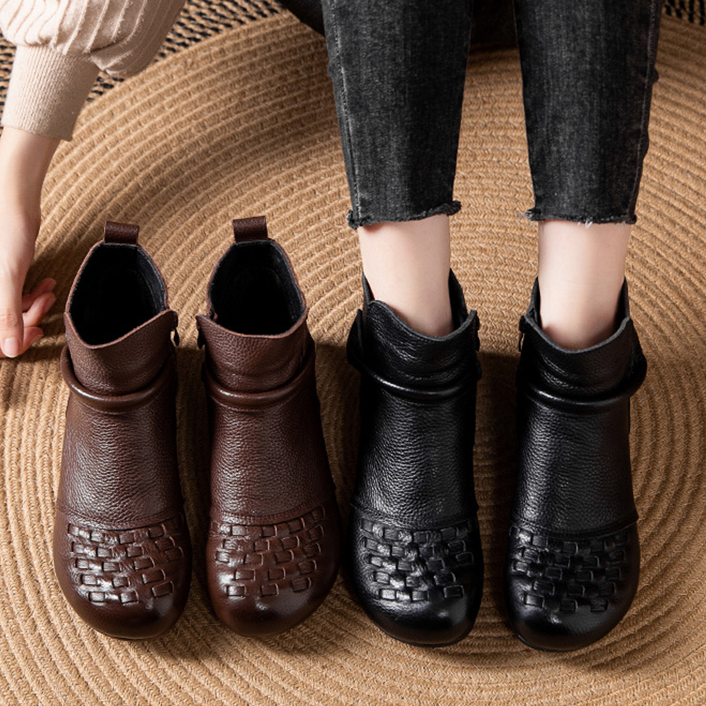 头层牛皮舒适软底不累脚棉皮鞋女