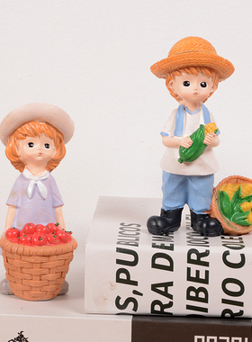 树脂工艺精致田园风娃娃摆件太爱