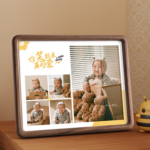 实木相框摆台定制a4宝宝照片打印儿童照摆件冲洗全家福相片高级感