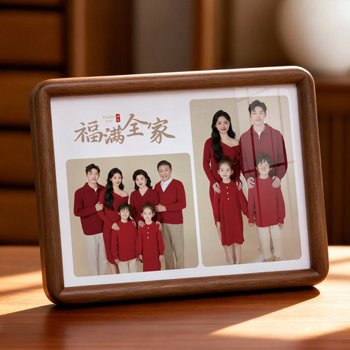 一面墙实木相框摆台结婚照
