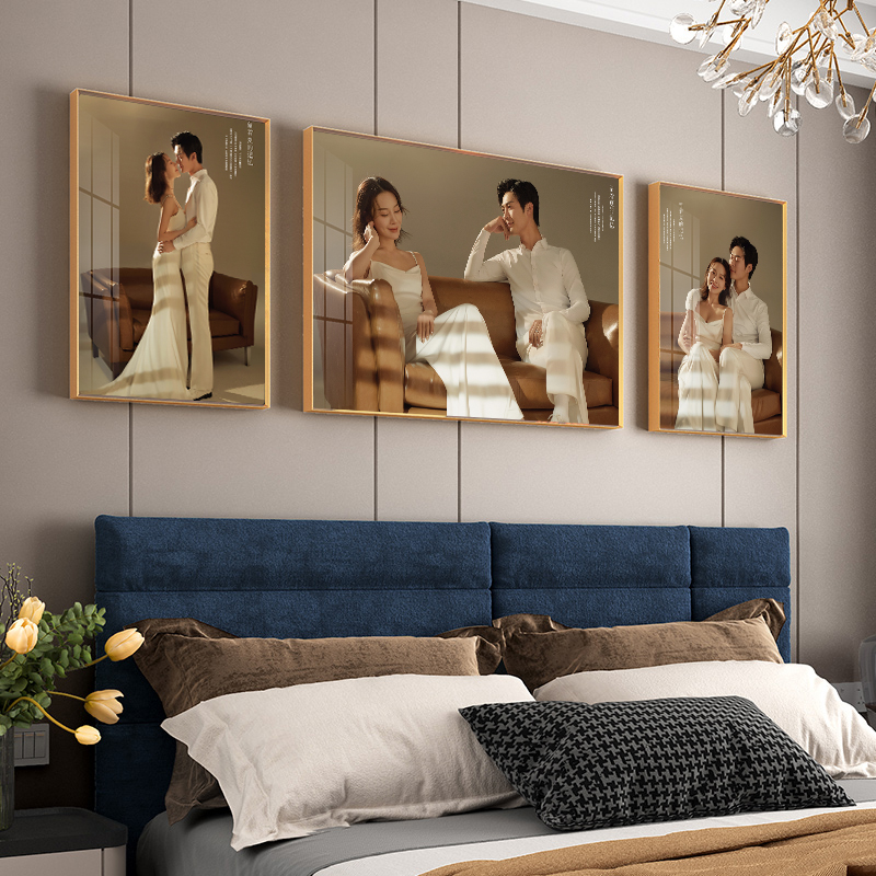 一面墙婚纱照相框精修照片入框