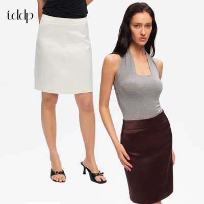 TDDP“闲散漫步”高智感复古肌理暗闪半身裙女2026新款夏季中长裙
