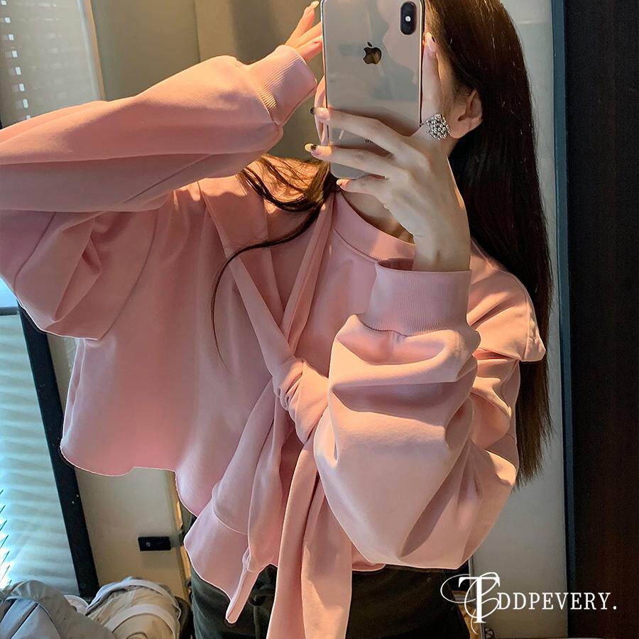 TDDP复古美式假两件卫衣女宽松