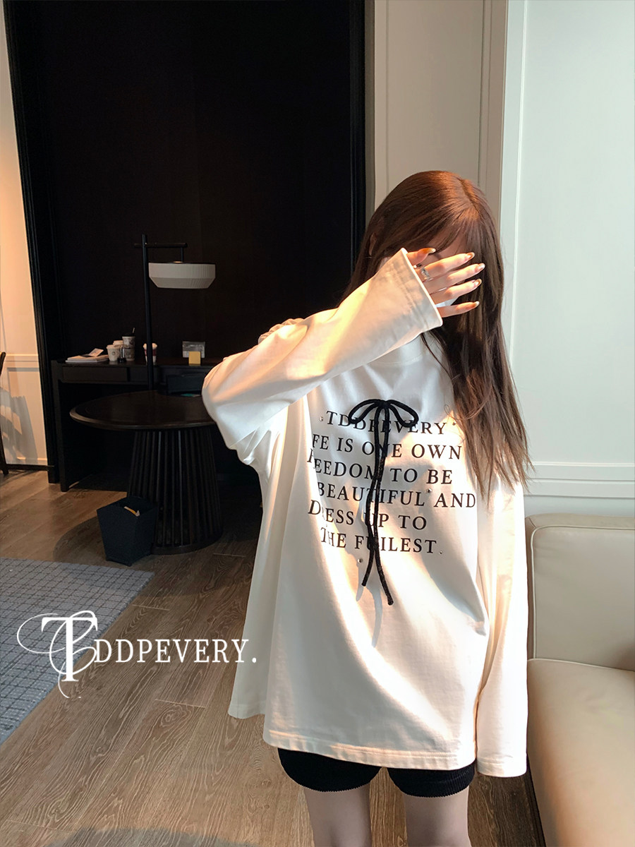 立体蝴蝶结休闲长袖T恤