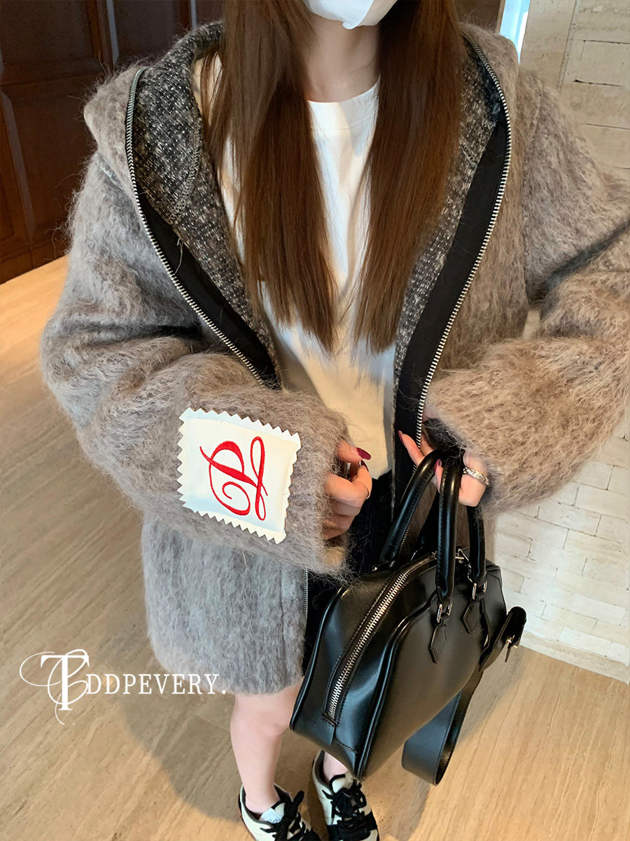 连帽拉链呢子外套tddp高级