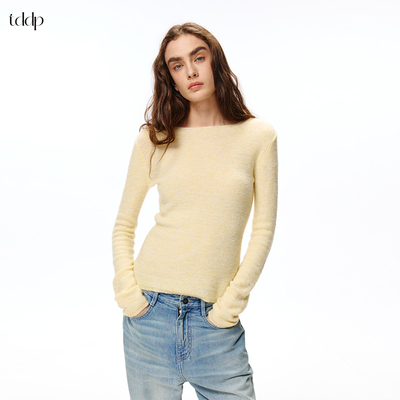 TDDP “Nico同款”空气感轻盈一字领长袖T恤女2026新款春单穿上衣