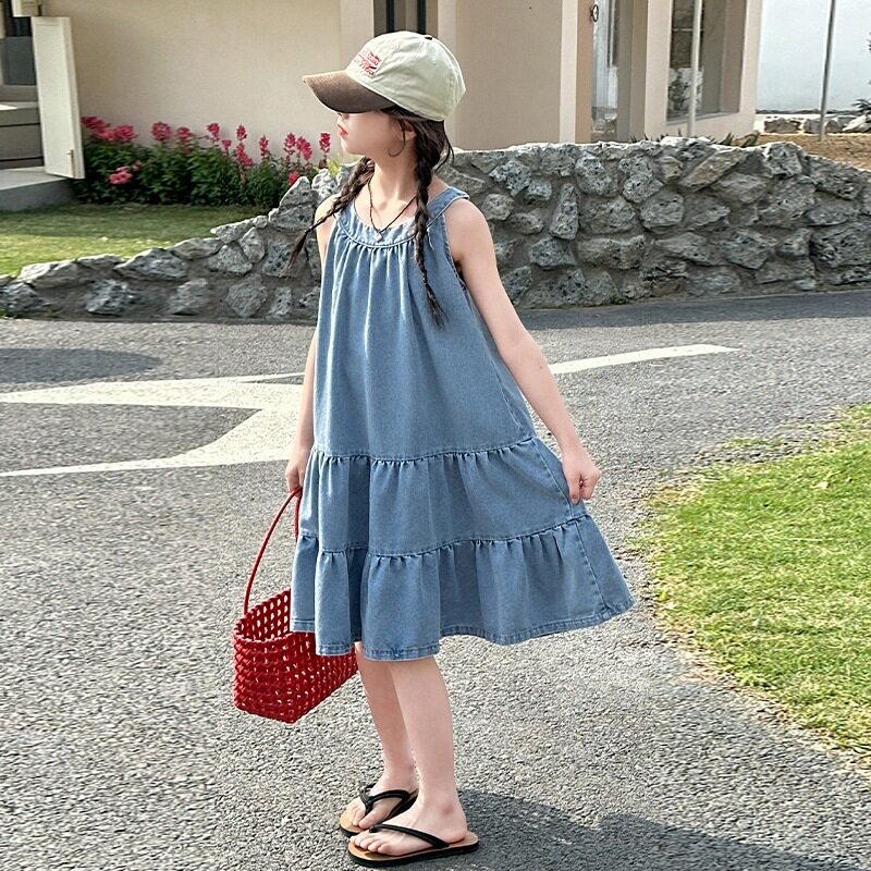女童挂脖连衣裙胖妞女孩宽松裙子