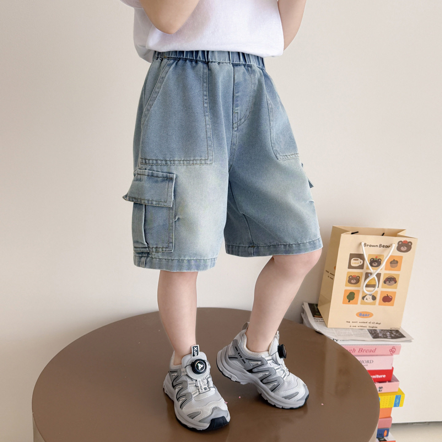 女宝宝夏薄款马裤工装牛仔短裤