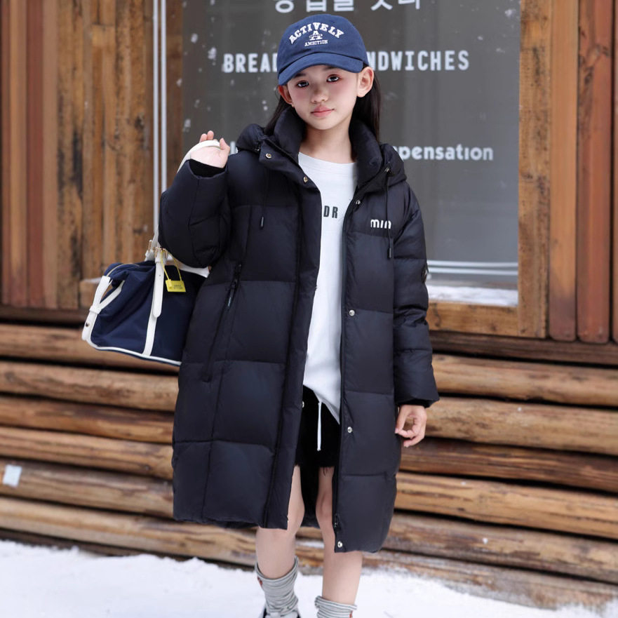 零下40度东北哈尔滨抗寒男女童中长款过膝羽绒服大童女孩加厚外套
