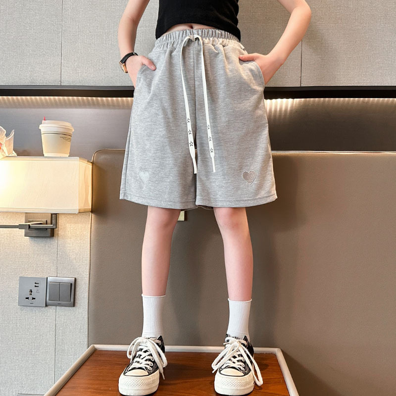 女童纯棉五分裤女孩夏薄款马裤中大童宽松运动短裤初中生休闲中裤