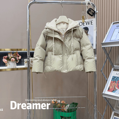 女童假两件棉衣羽绒棉服面包服