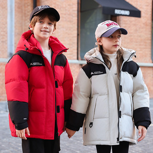 男女童时尚休闲羽绒服青少年女大童户外拼色白鸭绒外套加厚棉袄子