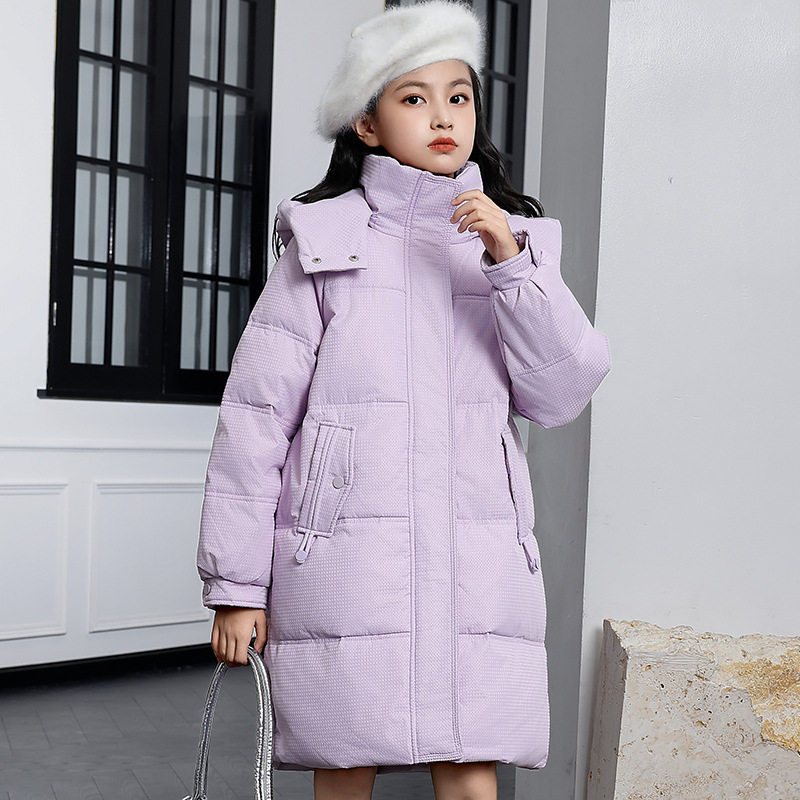 亲子母女装女童三防免洗羽绒服2025新款冬季儿童中长款白鸭绒外套