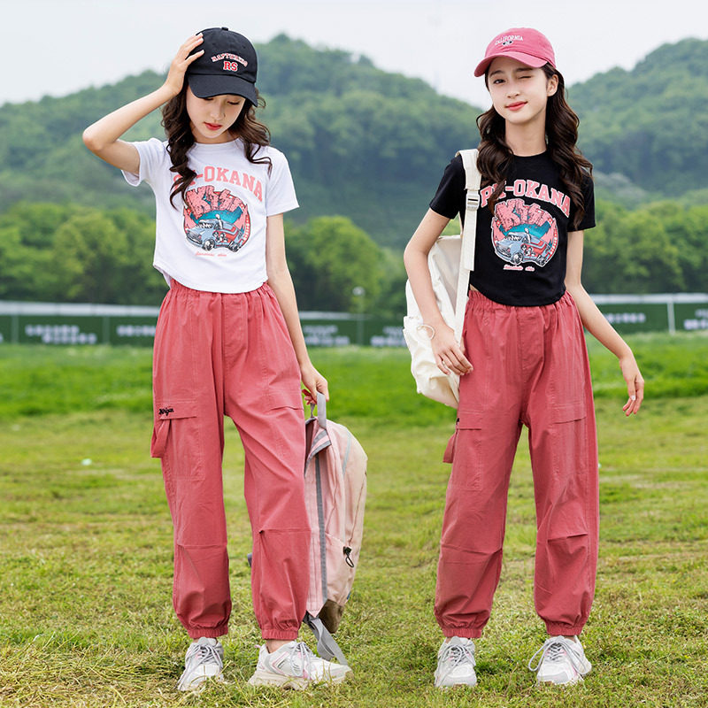 女童夏装短袖一套装女孩夏天穿整套衣服中大童T恤防蚊长裤两件套