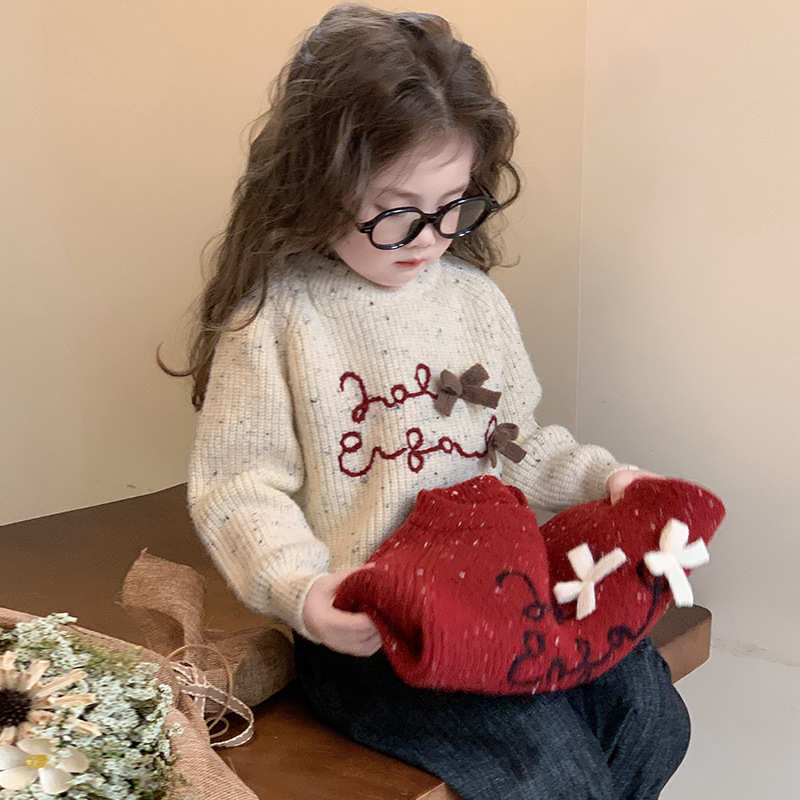女宝宝红色纯棉加厚毛衣秋冬女童外穿洋气打底衫女孩半高领打底衫