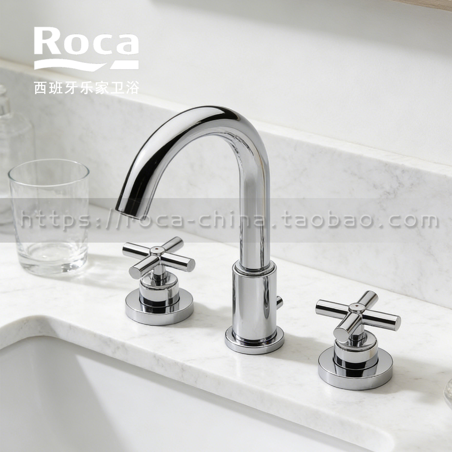 ROCA乐家 络芙特双把台盆水龙头5A4443C0N全铜台式洗脸盆三孔卫浴