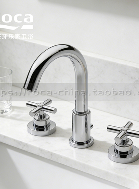 ROCA乐家 络芙特双把台盆水龙头5A4443C0N全铜台式洗脸盆三孔卫浴