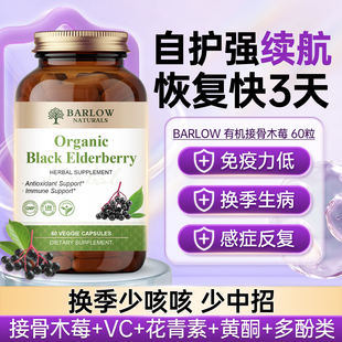 BARLOW黑接骨木莓美国进口补充营养微元素男女性提升自护力VC