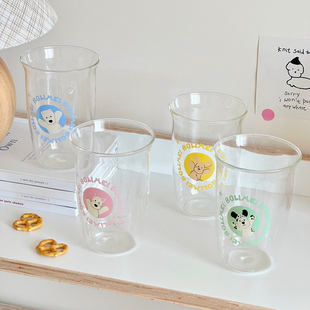 【600ml卡通狗狗玻璃杯】冷萃杯高硼硅玻璃大容量水杯早餐咖啡杯