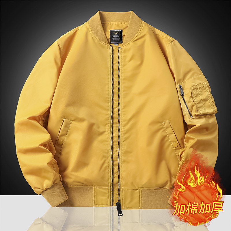 休闲男士夹克飞行员韩版潮流棒球领上衣服外套2216-P85-加绒P100,男装夹克,电商D321A