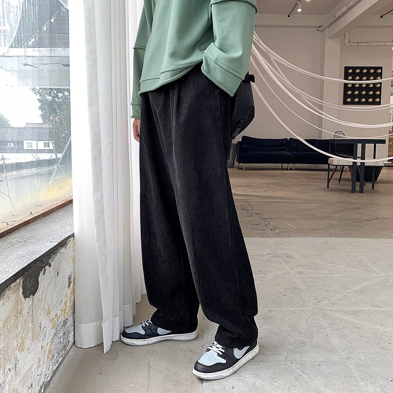 D309-2K2092P40现货主推直筒灯芯绒裤子男垂感拖地休闲裤,男装休闲裤,电商D321A