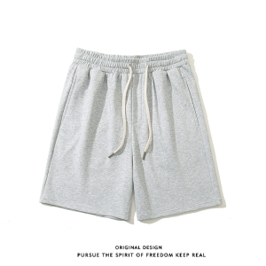 高级高街ins5分短裤男夏季薄款外穿印花灰色运动卫裤S903P45