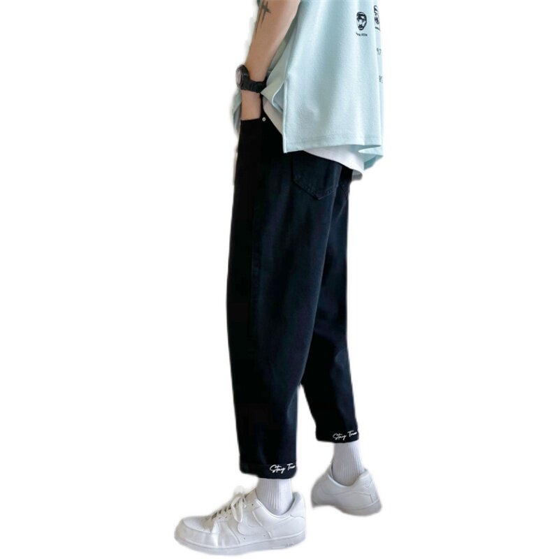 秋冬新款港风潮男宽松直筒阔腿老爹休闲牛仔裤NK210P45控58,男装牛仔裤,电商D321A