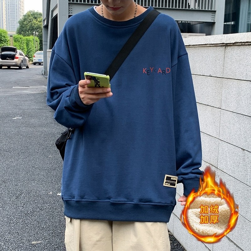 20新款秋冬时尚印花潮流打底衫上衣潮牌加绒卫衣W015,男装卫衣,电商D321A