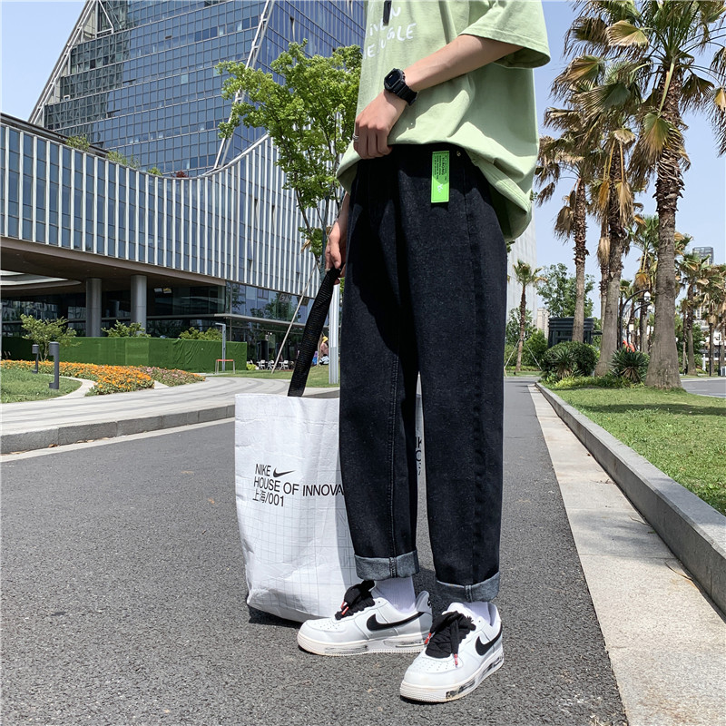 春夏贴标简约牛仔九分裤男宽松直筒9分牛仔裤D321NK157P50,男装牛仔裤,电商D321A