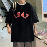D321T65P35夏季新款超火ins休闲男士潮流纯棉短袖五分袖T恤，男装T恤，电商D321A