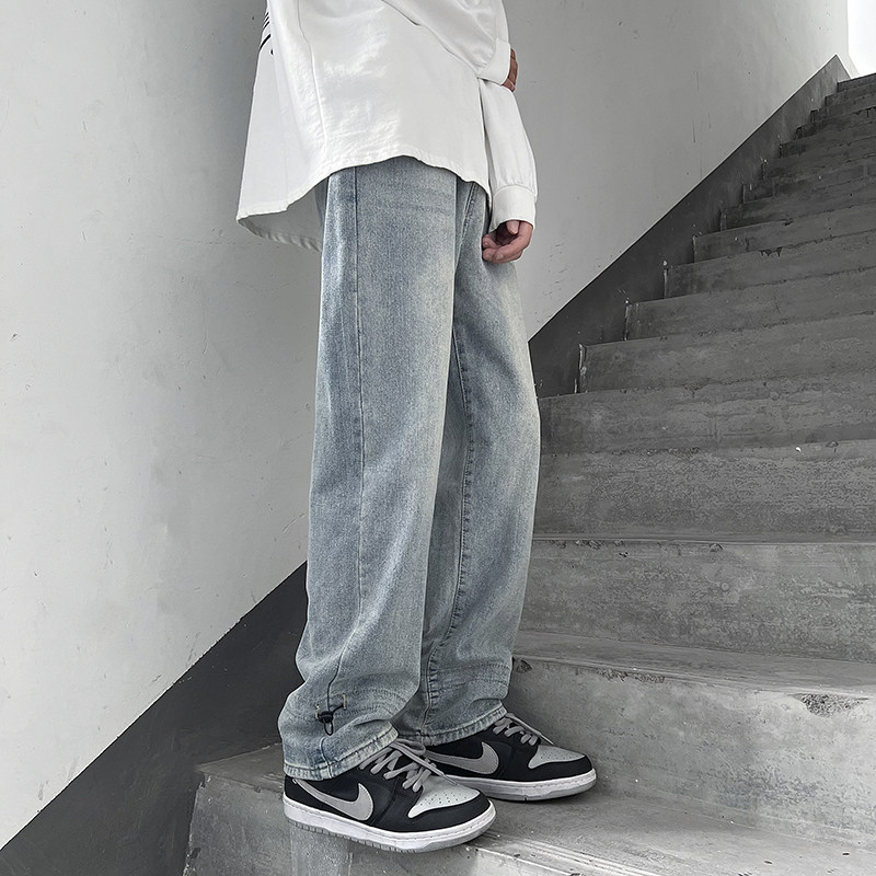 D321NK917P6080%棉20%聚酯纤维23春高街牛仔拼接裤,男装牛仔裤,电商D321A