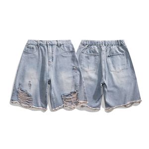 夏季薄款破洞牛仔短裤高街vibe休闲五分中裤DK43-P50图片