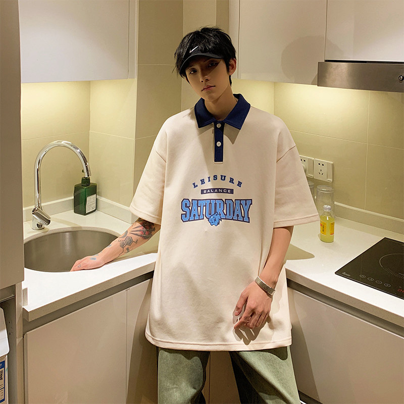 D321PL604P45潮夏季情侣嘻哈短袖T恤潮流印花宽松POLO衫男女,男装Polo衫,电商D321A