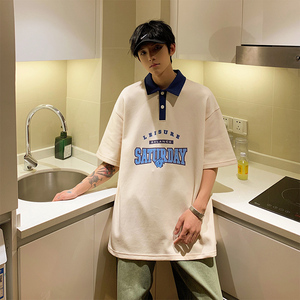 D321 PL604 P45 潮夏季情侣嘻哈短袖T恤潮流印花宽松POLO衫男女图片