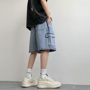 夏季宽松直筒中裤美式休闲复古潮牌五分裤D229-P45图片