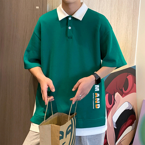 D321 PL608 P45 夏季假两件polo衫短袖男韩版宽松五分袖图片