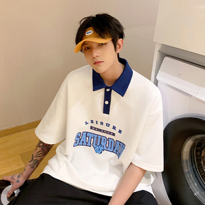 D321 PL604 P45 潮夏季情侣嘻哈短袖T恤潮流印花宽松POLO衫男女图片